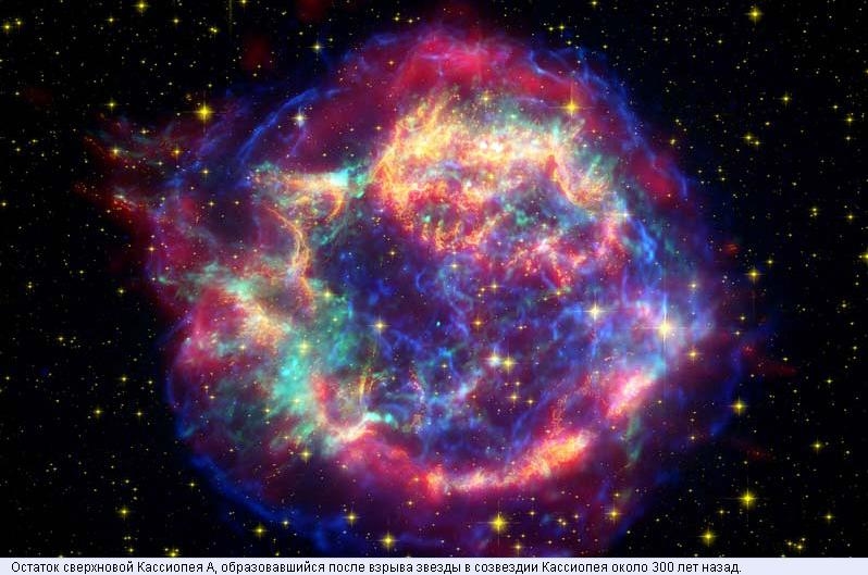 30.jpg - Остаток сверхновой Кассиопея A, образовавшийся после взрыва звезды в созвездии Кассиопея около 300 лет назад.